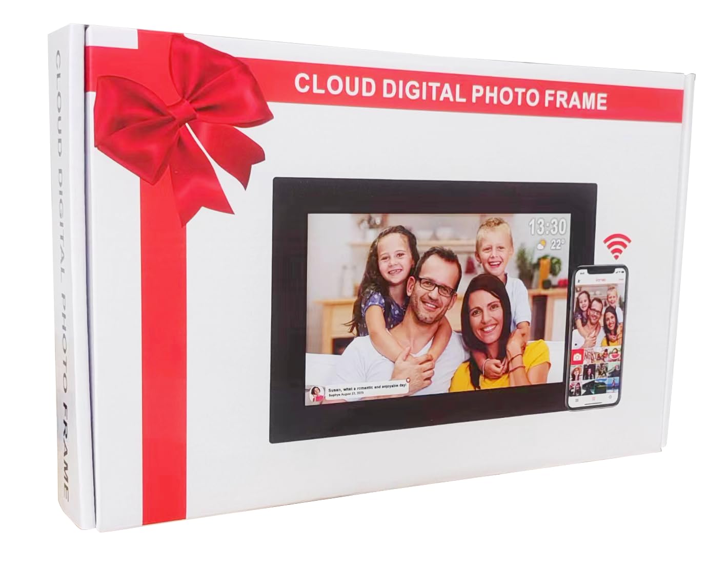 Frameo WLAN Digitaler Bilderrahmen 10.1 Zoll 1280x800 Touchscreen 16 GB Speicher Automatische Drehung Wandmontage weiß