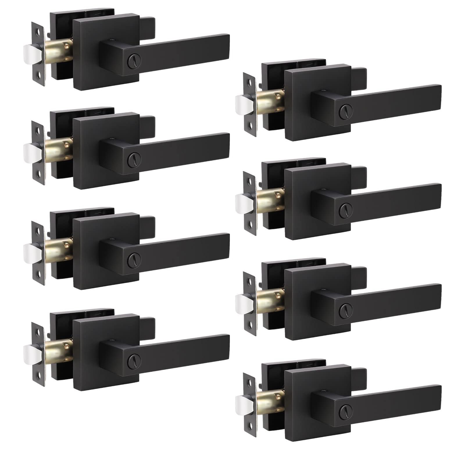 KNOBWELL Matte Black Privacy Door Knobs - Lock Included -1