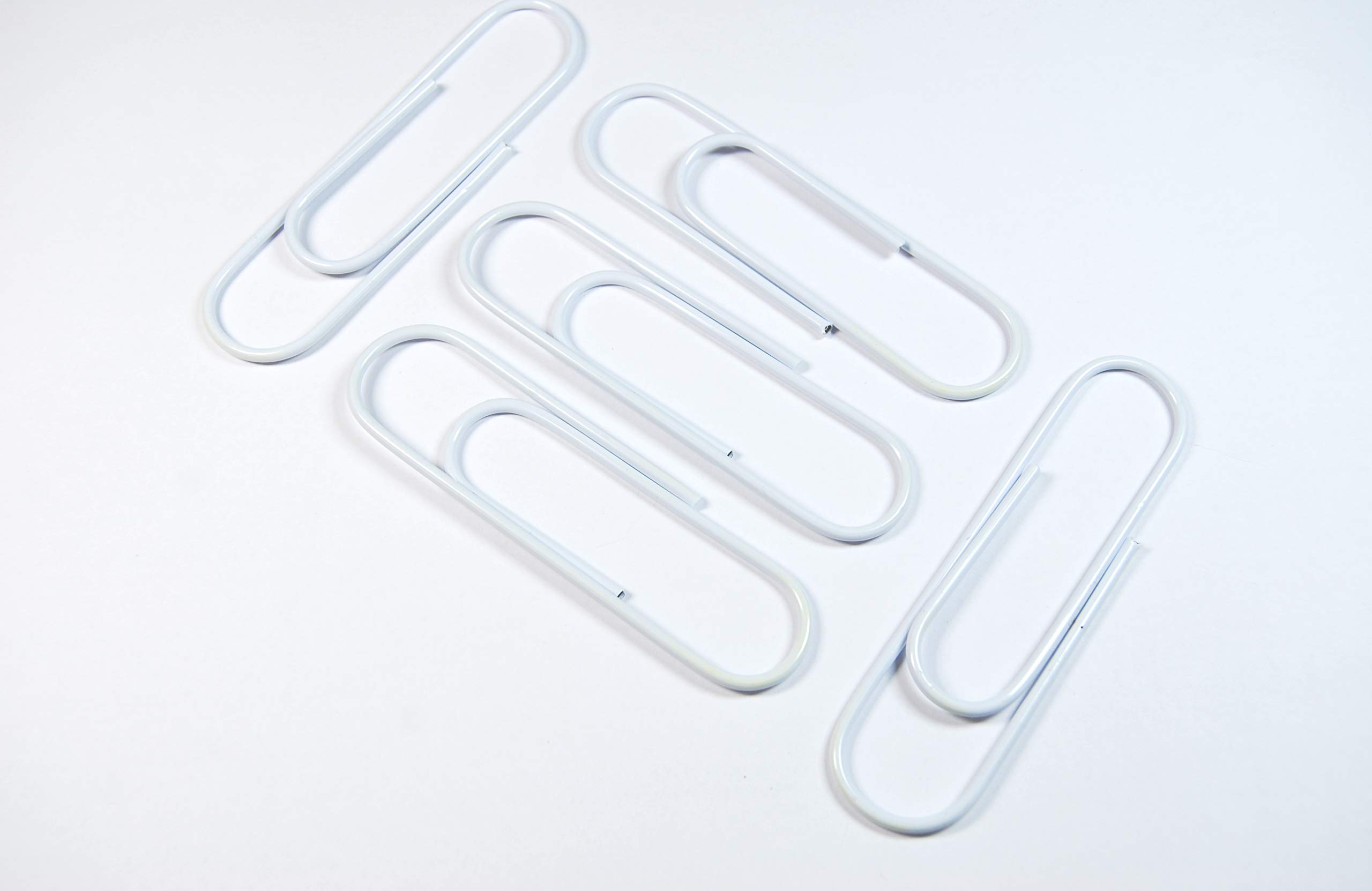 celloexpress Giant Coloured Metal Paperclips - 9.5cm / 3.75" - Large Sized Great Colours (White 9.5cm / 3.75", Pack of 25)
