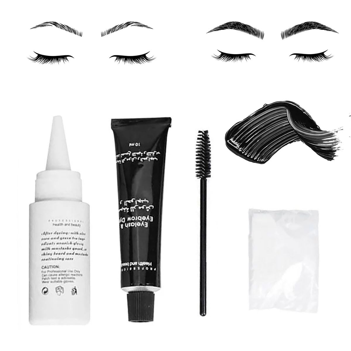 Tinte Para Cejas, Kit De Tinte De Cejas, Tinte Para Cejas Y Pestañas, Gel Para Cejas Impermeable, Tinte Para Cejas Gel, Makeup Fijador De Cejas Larga Duración, No Pegajoso Y Sin Residuos, Negro