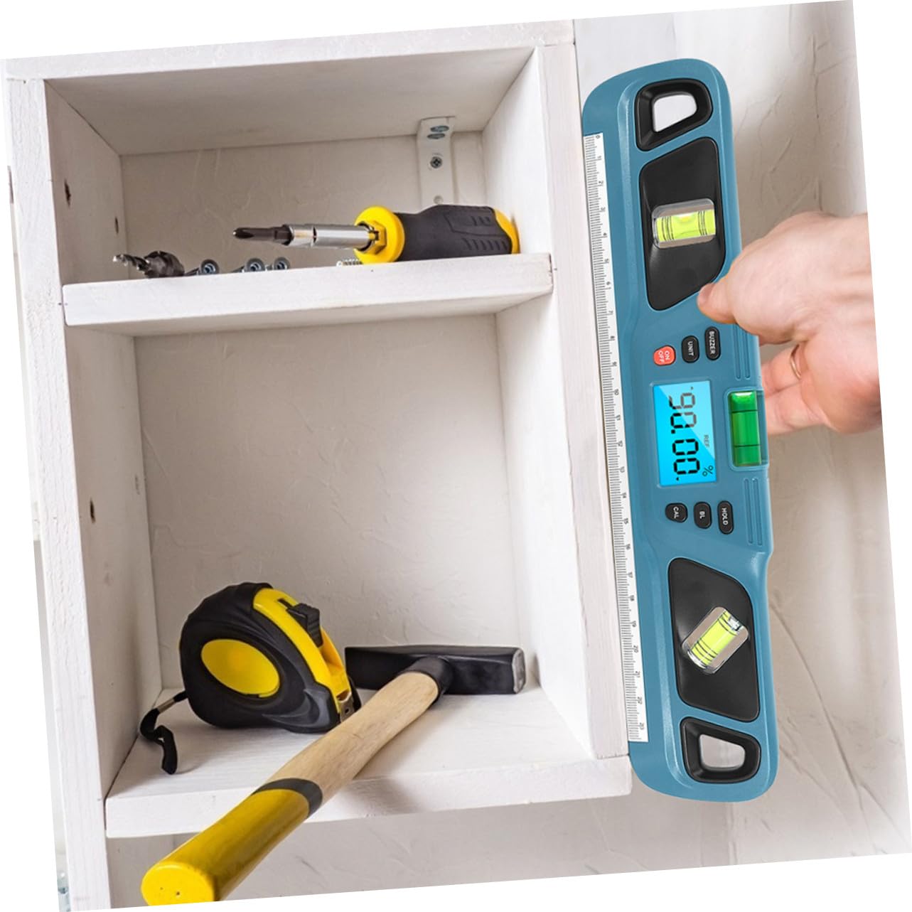 Kisangel Livella Misurazioni a 0,05° per Domestiche ±0,1° e Precisione Bolla Retroilluminata in Blu Plastico Risoluzione Pratiche Industriali