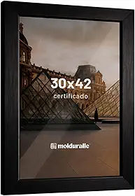 Moldura A3 30x42 de Madeira Preto com Vidro para Certificado Quebra-cabeça Diploma Foto Decoração Sala Escritório Premium MOLDURALLE (1, 30 x 42)
