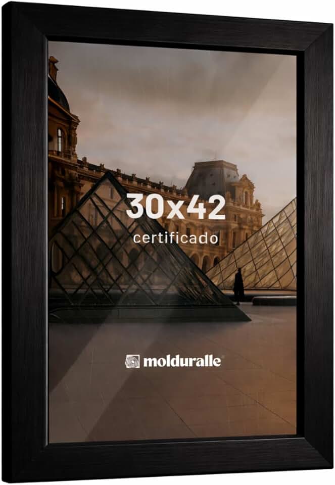 Moldura A3 30x42 de Madeira Preto com Vidro para Certificado Quebra-cabeça Diploma Foto Decoração Sala Escritório Premium MOLDURALLE (1, 30 x 42)