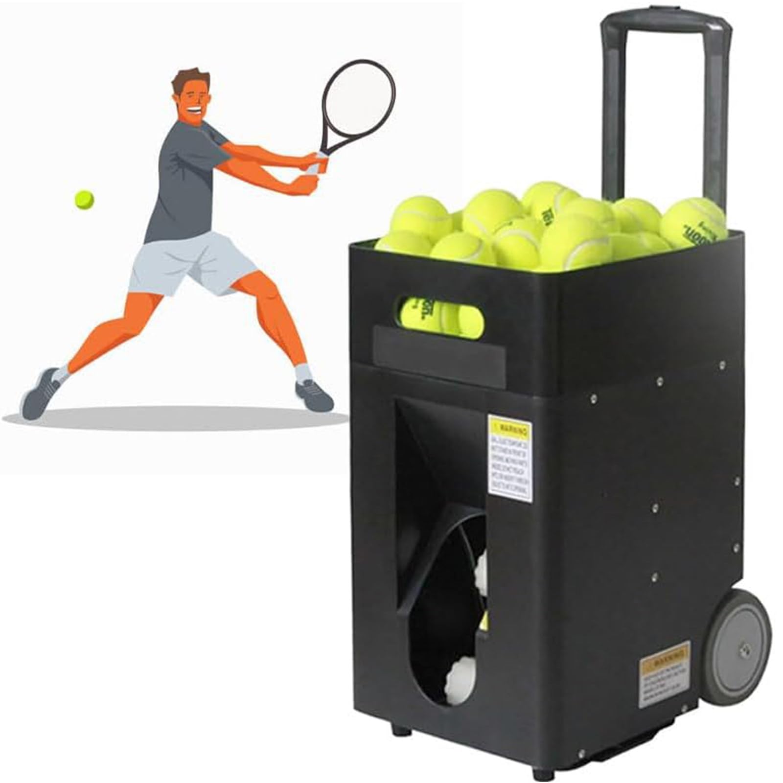 Lanzador automático de pelotas de tenis, capacidad de 50 pelotas, velocidad y ángulo ajustables, con control remoto y aplicación, para práctica individual y principiantes