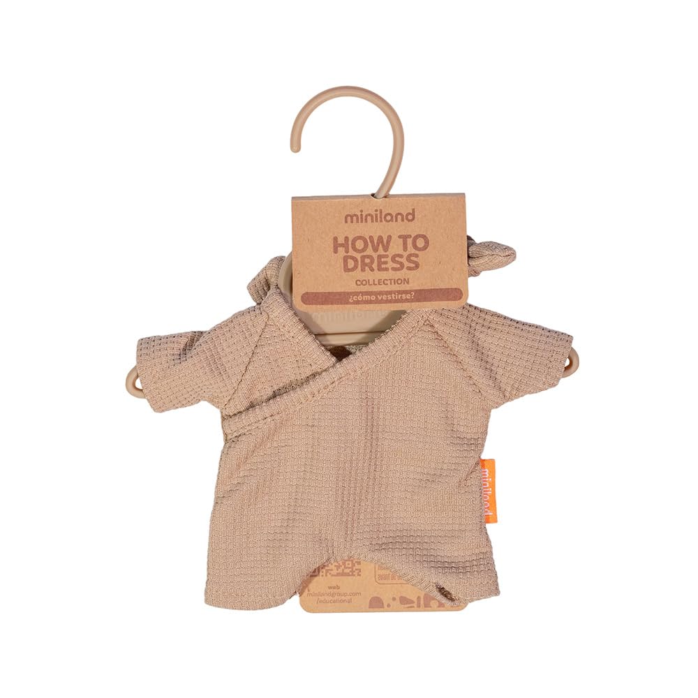 Miniland - Clothes for 21 cm Doll, Clothing Accessory for Dolls Pajamas with Hat (Brown) - Image 2