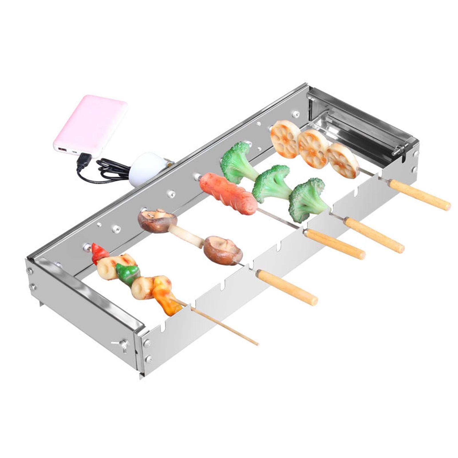 Barbecue Grill Einstellbare Breite Universal DIY Automatisches Tool Set Rotisserie Kit für Reisen Terrasse Outdoor Garten, 60cm