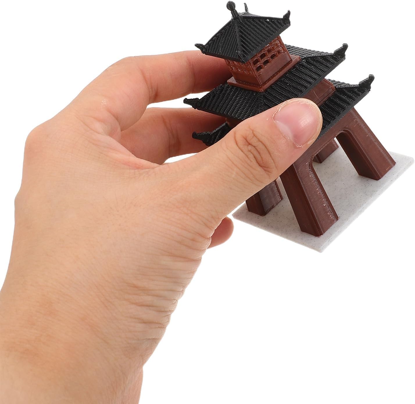 Asian Miniature Decor Traditional Tower Architecture Zen Brown Desk
