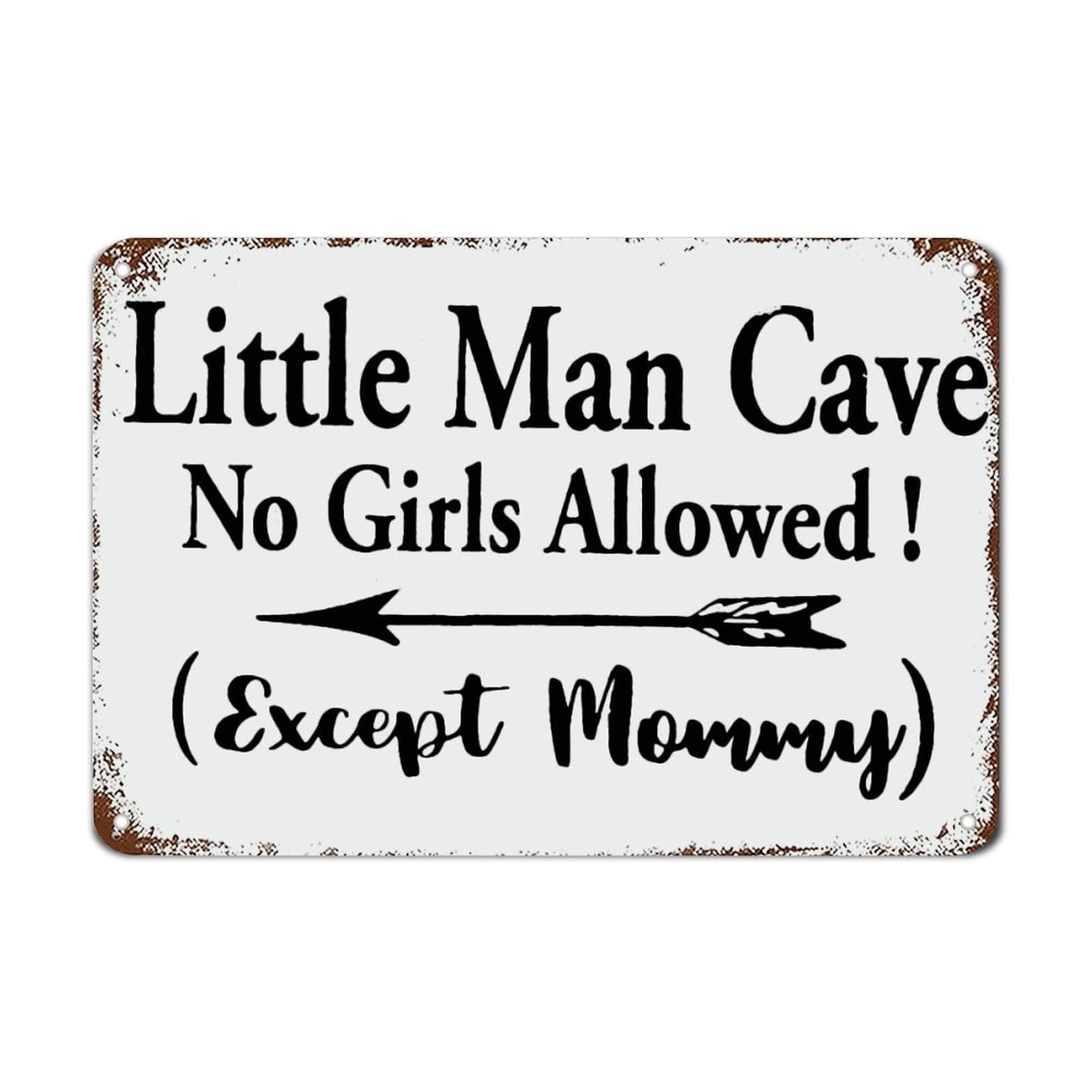 Ingzzaac Girls Metalpostera43 Antique White Little No Allowed Mom Metal Tin Sign - Motivational Wall Decoration For Living Room, Kitchen - Rustic Art Hanging - Housewarming Gift 8"X12"