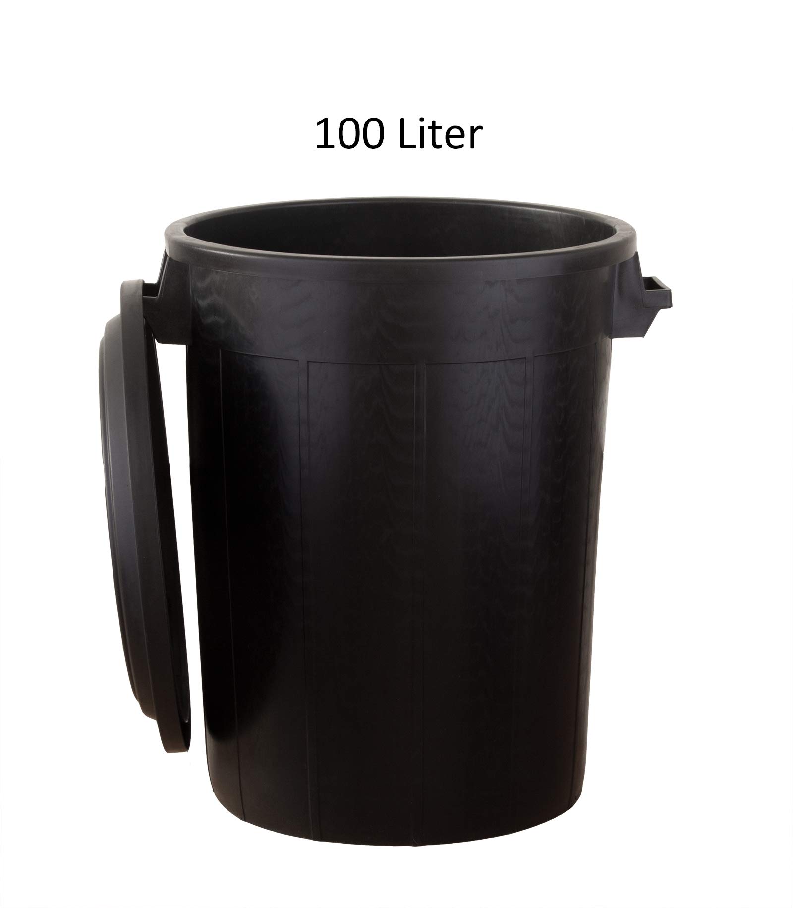 BigDean Universaltonne 100 Liter mit Deckel und 2 Tragegriffen Schwarz