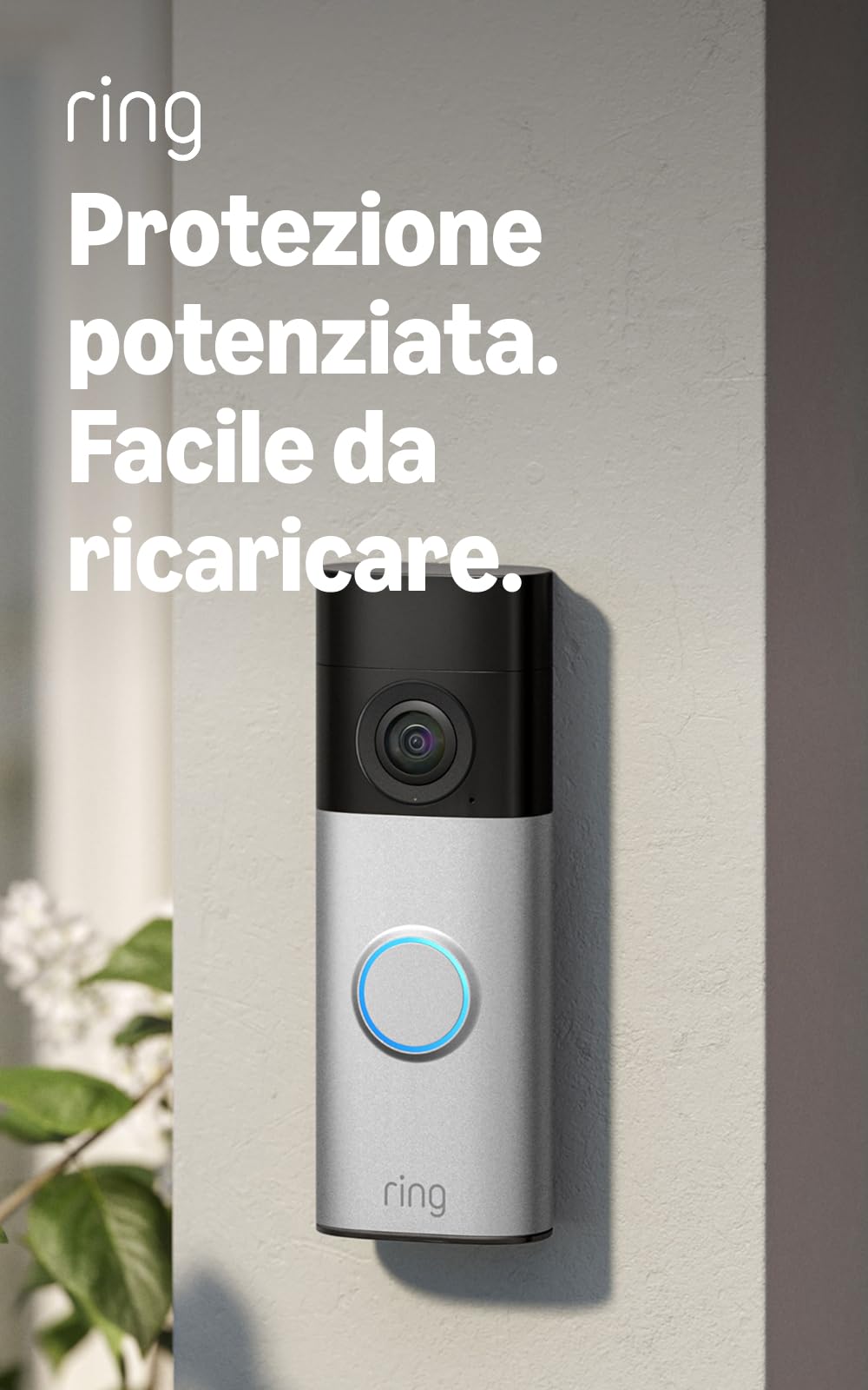 Ring Videocitofono Plus a batteria (Battery Video Doorbell Plus) (ultimo modello) | Retinal 2K | Zoom 6x | Batteria a sgancio rapido | Prova gratuita di 30 giorni del piano di abbonamento Ring