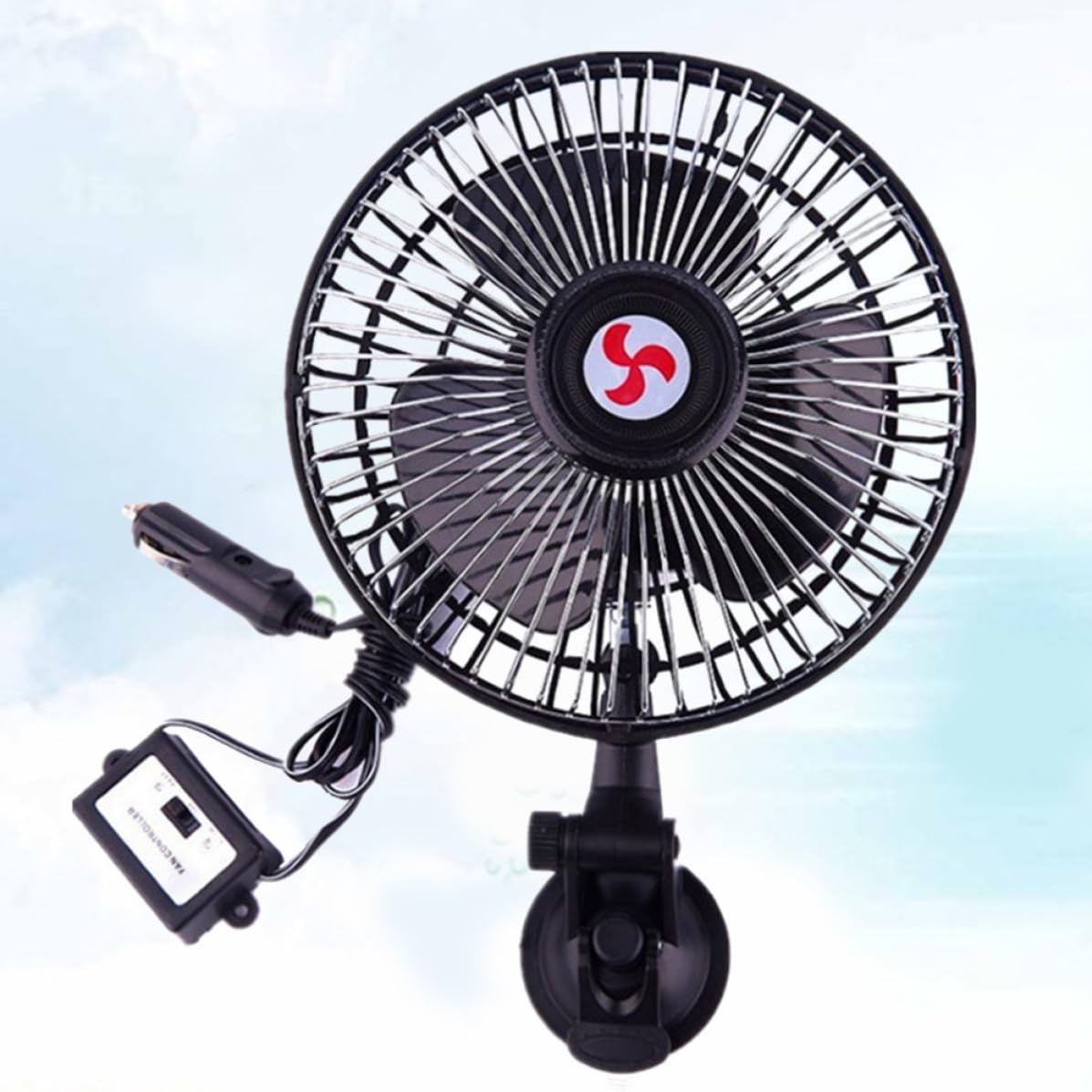 Didiseaon Ventilador de Coche de 6 Pulgadas Ventosa y Ángulo Ajustable
