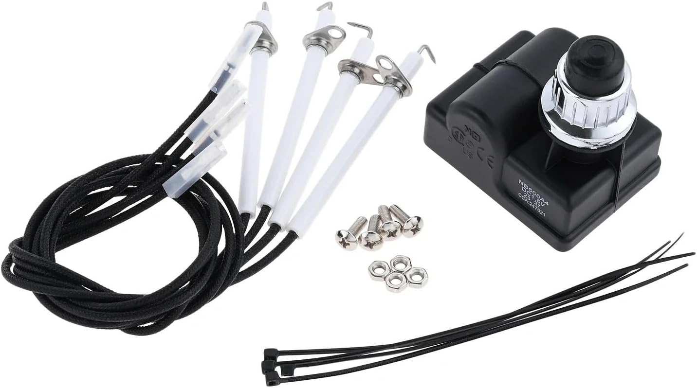 Igniter NB500A4 Tool Part Replacement Fit for BBQ Gas Grill 4 Outlet AA Battery Spark Generator Push Button Ignitor Assembly