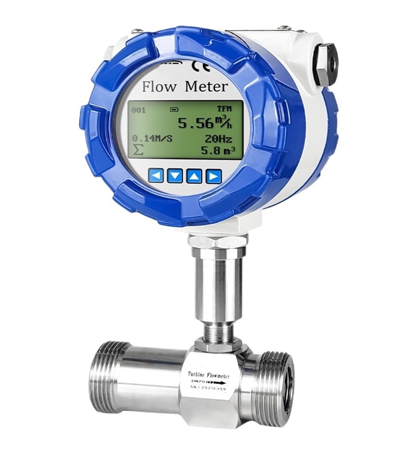 KSZHZYMGX Industrial Turbine Flowmeter DN4-DN100 Water Flow Meter Digital Water Flow Sensor(DN6 SS304)