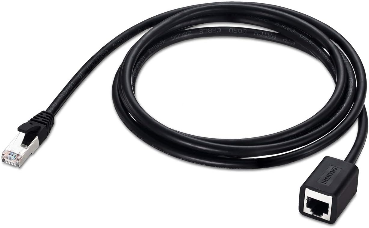 SNANSHI Ethernet Extension Cable Shielded Cat 6 Ethernet Extender RJ45 Male to Female Cable Adapter -3 Feet