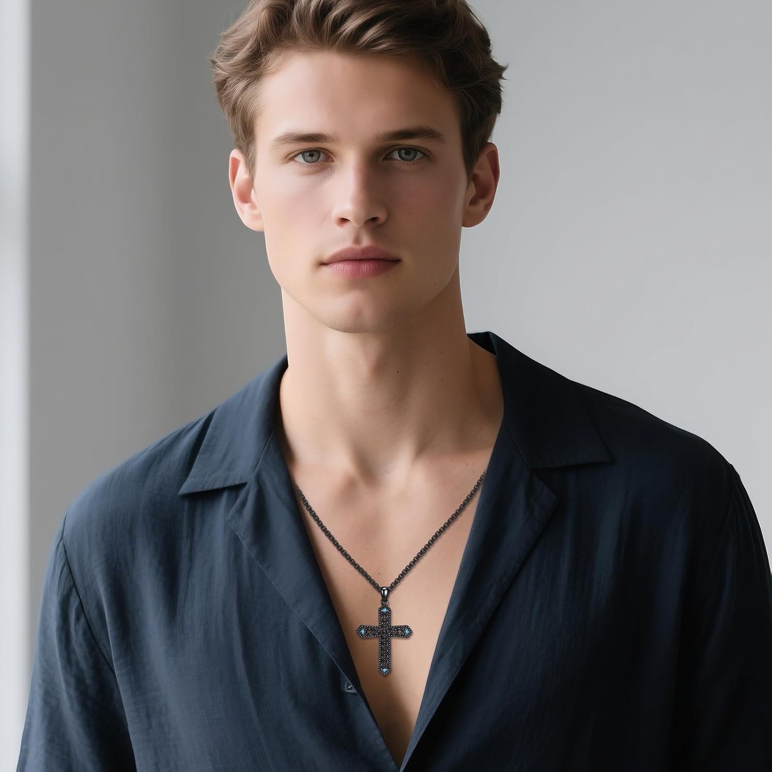 Black Cross Necklace 925 Sterling Silver Celtic Cross Necklace Religious Christian Jewelry Gifts for Men Women - Image 5