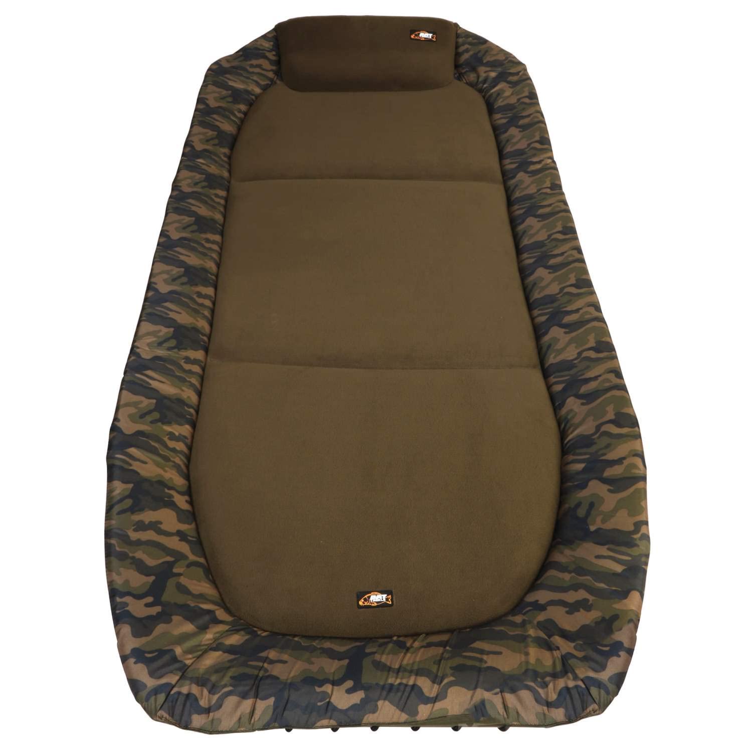 Camou Advance MK II 6-Bein Karpfenliege, 216x99cm | Fleece-Bezug & 60mm Kissen, 150kg Tragkraft, verstellbare Schlammteller-Beine, CamouTex, extra Breit