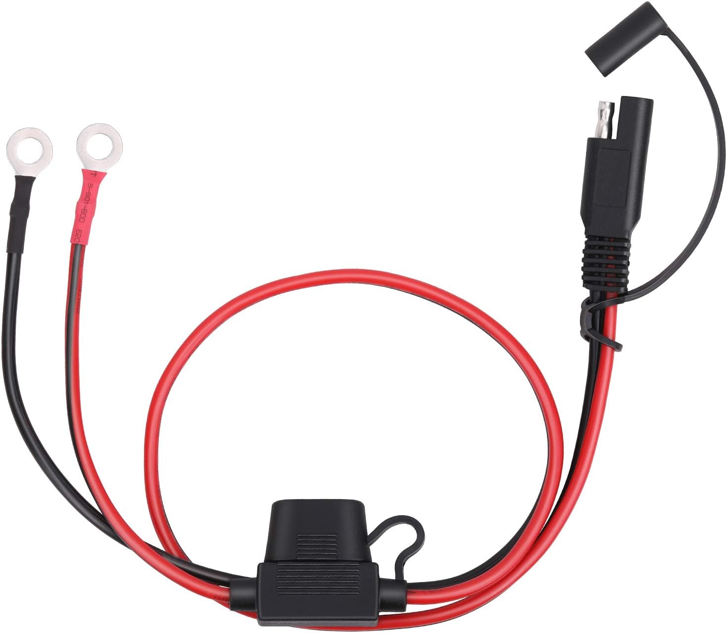 Dongge SAE to Ring Terminal Harness Accessory Cable 2 Pin Quick Disconnect Plug SAE Battery Connector Quick Disconnect SAE Connection O Ring Terminal 60cm