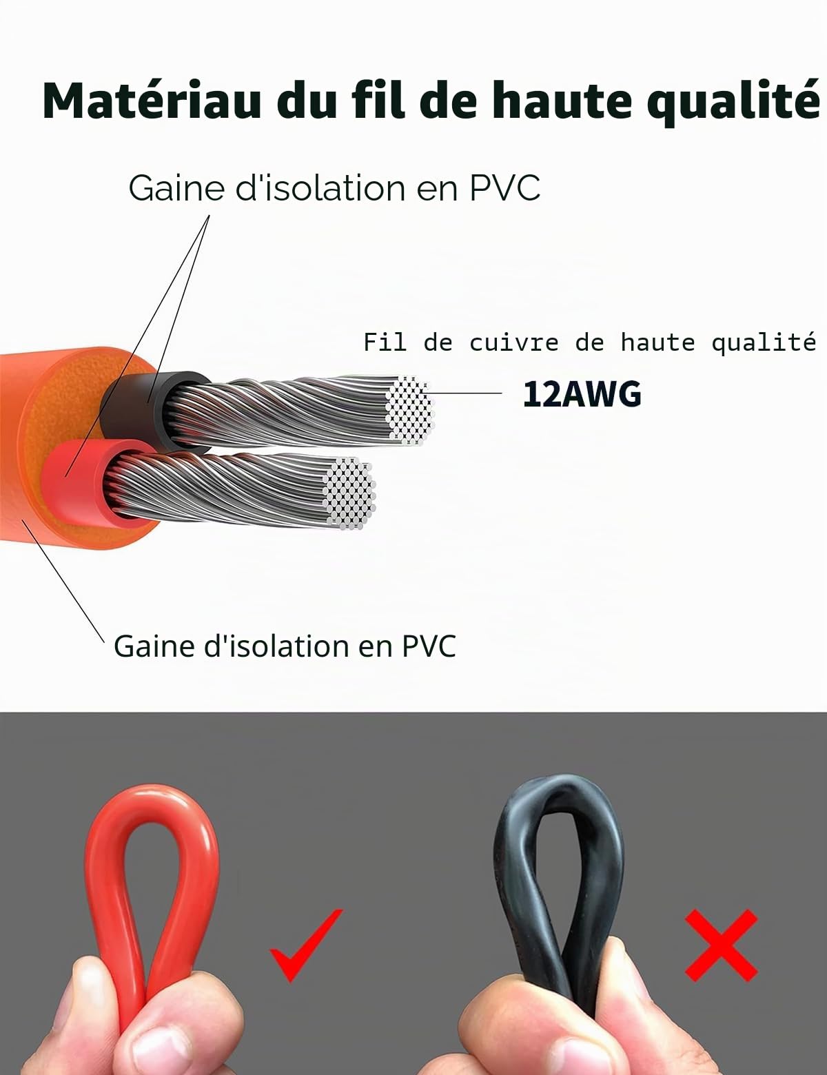 Câble de panneau solaire vers fiche XT60, 5 m, câble de charge solaire, 12 AWG, compatible avec EF DELTA 2 et River Pro MAX Powerstation 757, générateur solaire, panneau solaire (5 m)