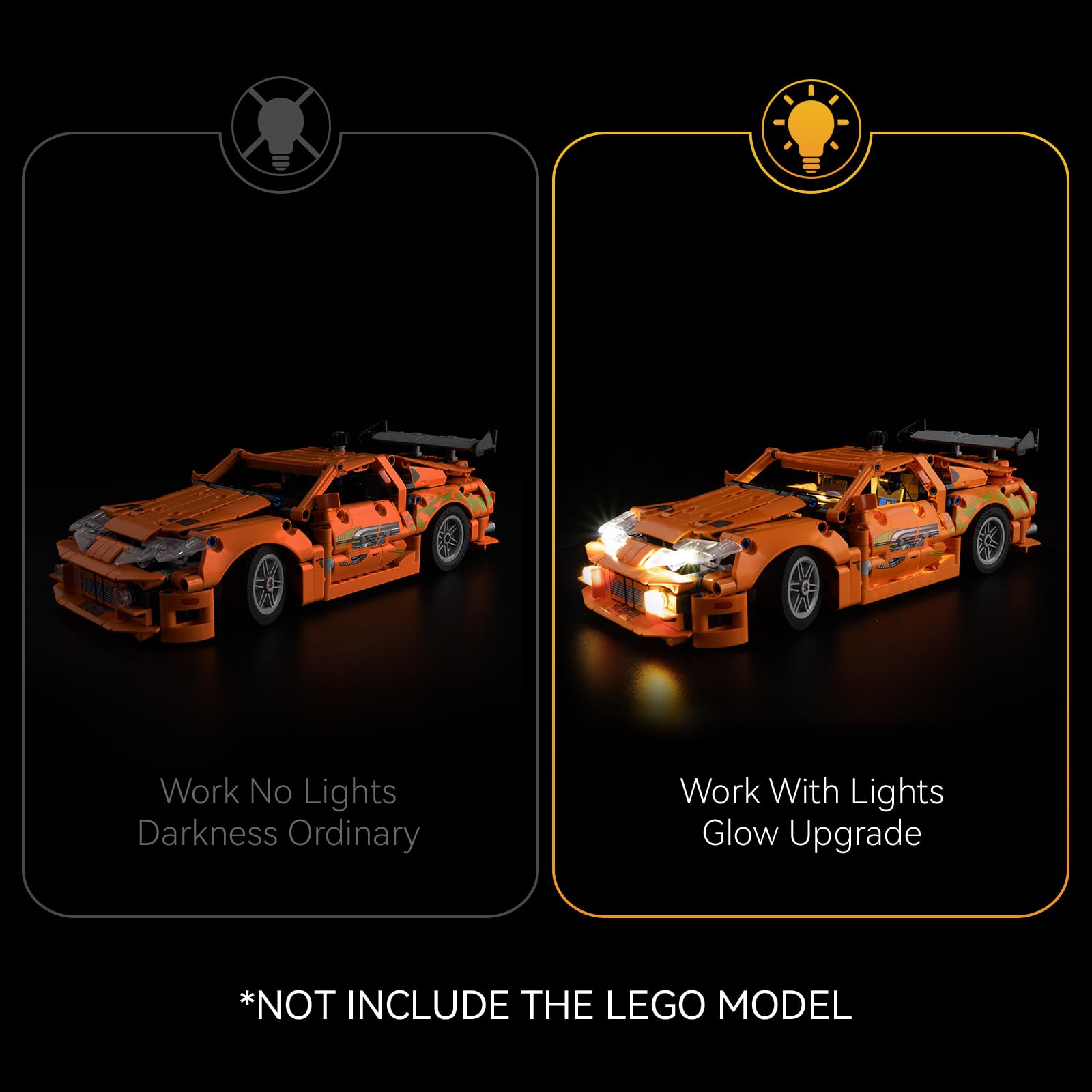 NiteMode LED Light Kit Compatible with Lego 42204, Upgraded Toyota Supra MK4 Models Set Lighting Accessories (Not Include Set)