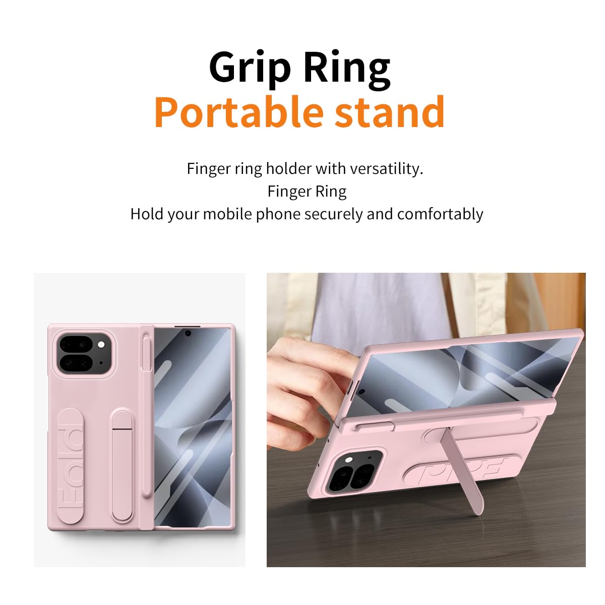 BRAND SET Składane etui do Google Pixel 10 Pro, podpórka i pasek na rękę, odporna na wstrząsy, przyjazna dla skóry obudowa z wbudowanym rysikiem i uchwytem na rysik, ekran HD i ochrona obiektywu do