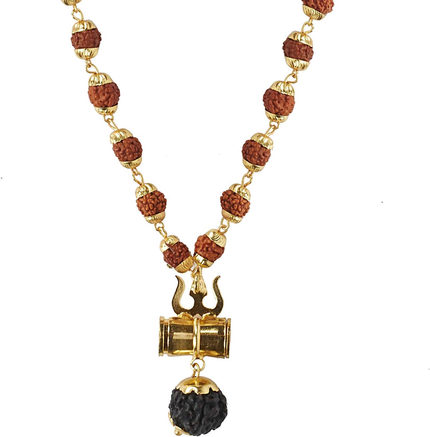 Shining Jewel Traditional Indian Designer Long Necklace with Trishul and Damru Style for Men (SJ_2790)
