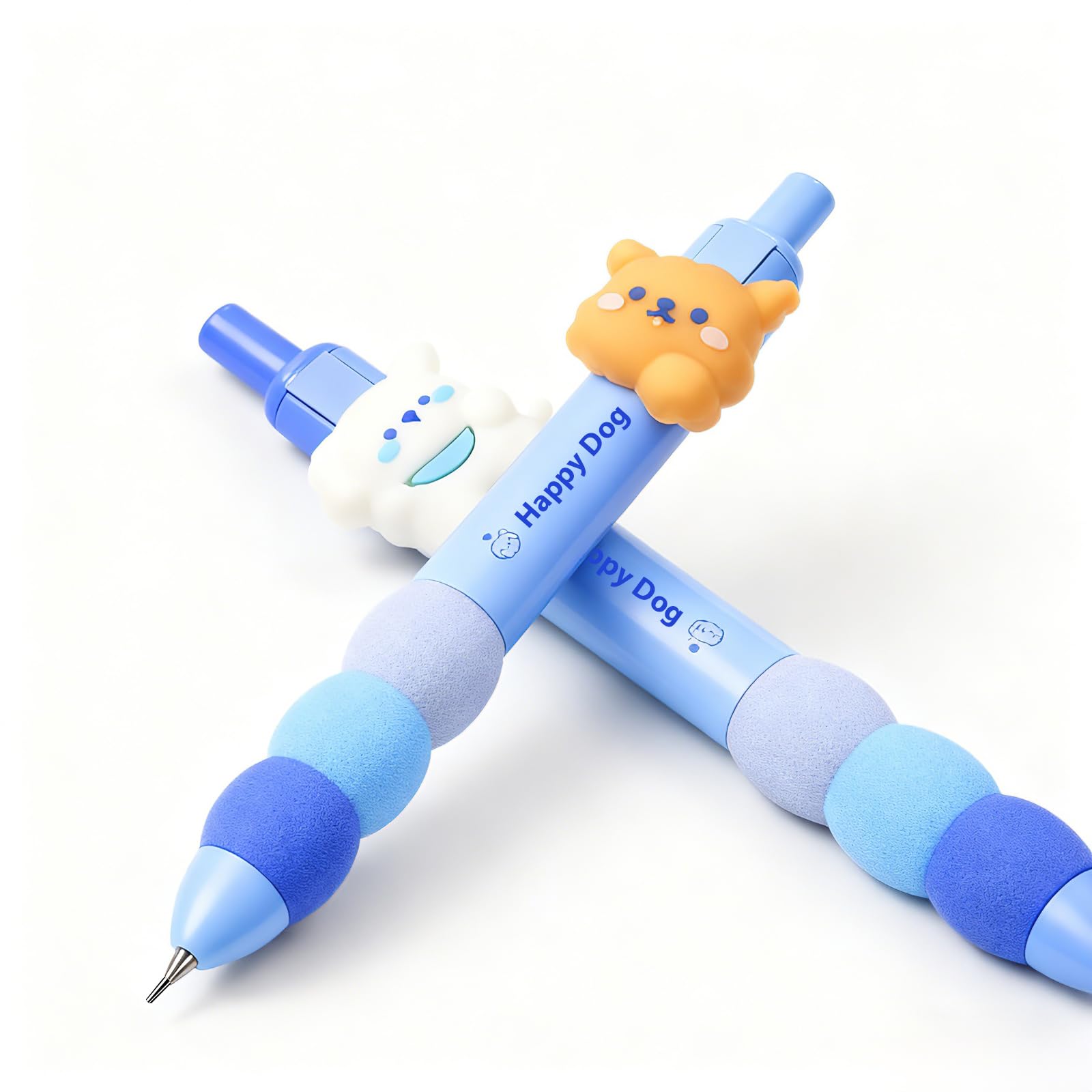 Lot de 4 porte-mines en forme de chien mignon avec gomme de 0,5 mm - Crayons mécaniques kawaii de dessin animé - Cadeau pour femme et homme