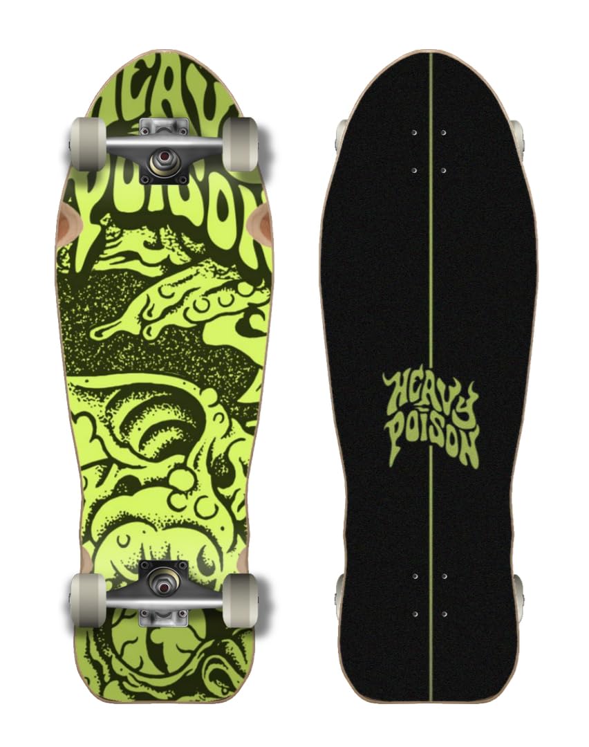 Heavy Poison monopatín Skate Skateboard Complete Completo Old School Monster Fluor 9.45×29.10 Ishin