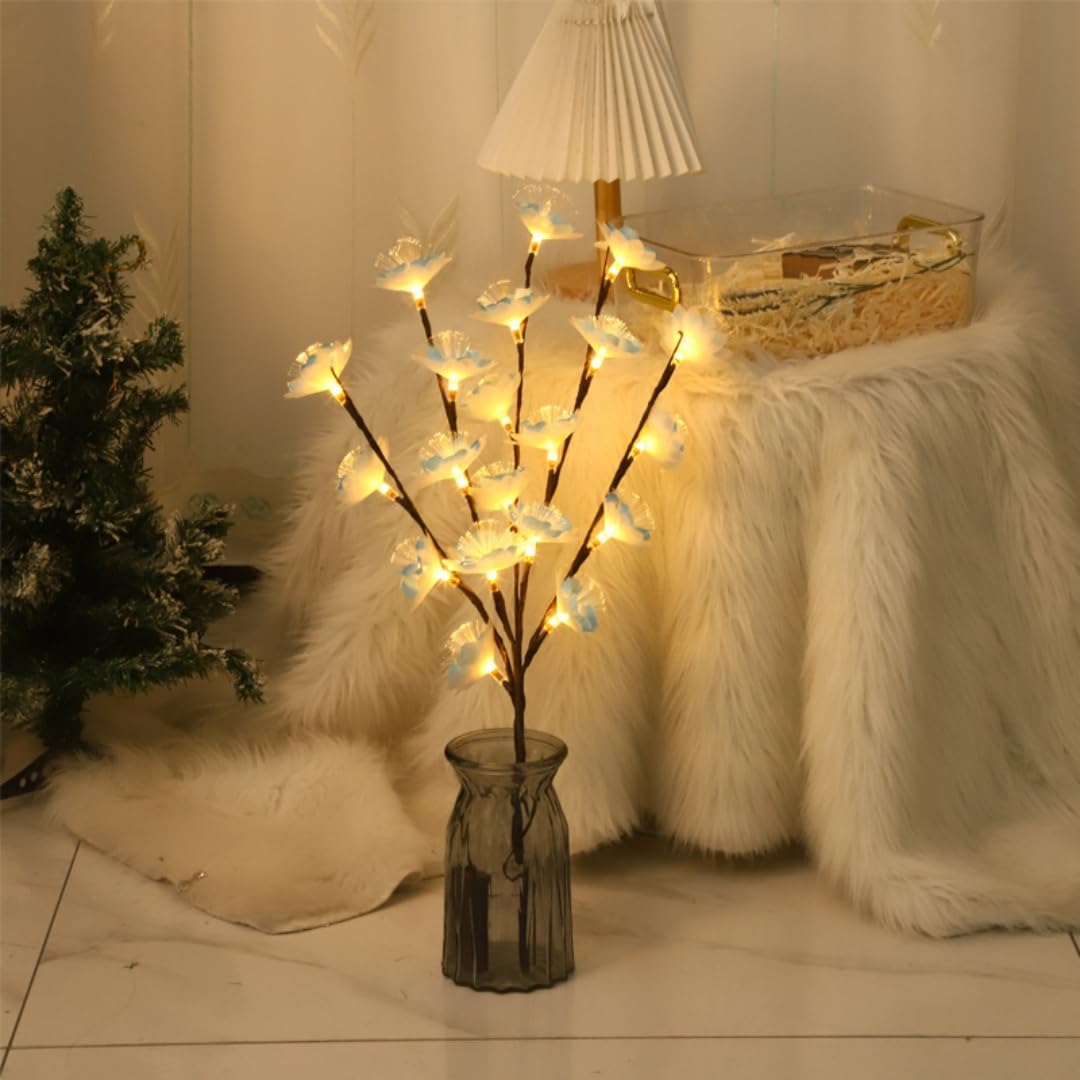 Ulalaza 70cm 2 Branches 40 LED Bulbs Twig Lamp Battery Operated LED Lighted Willow Branches Vase Fillers Use for Christmas Home Party Decoration Indoor Outdoor — image 1