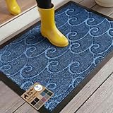 Gorilla Grip Original Durable Rubber Door Mat, 29 x 17, Heavy Duty Doormat, Indoor Outdoor, Waterproof, Easy Clean, Low-Profile Autumn Mats for Entry and High Traffic Areas, Ocean Blue Waves