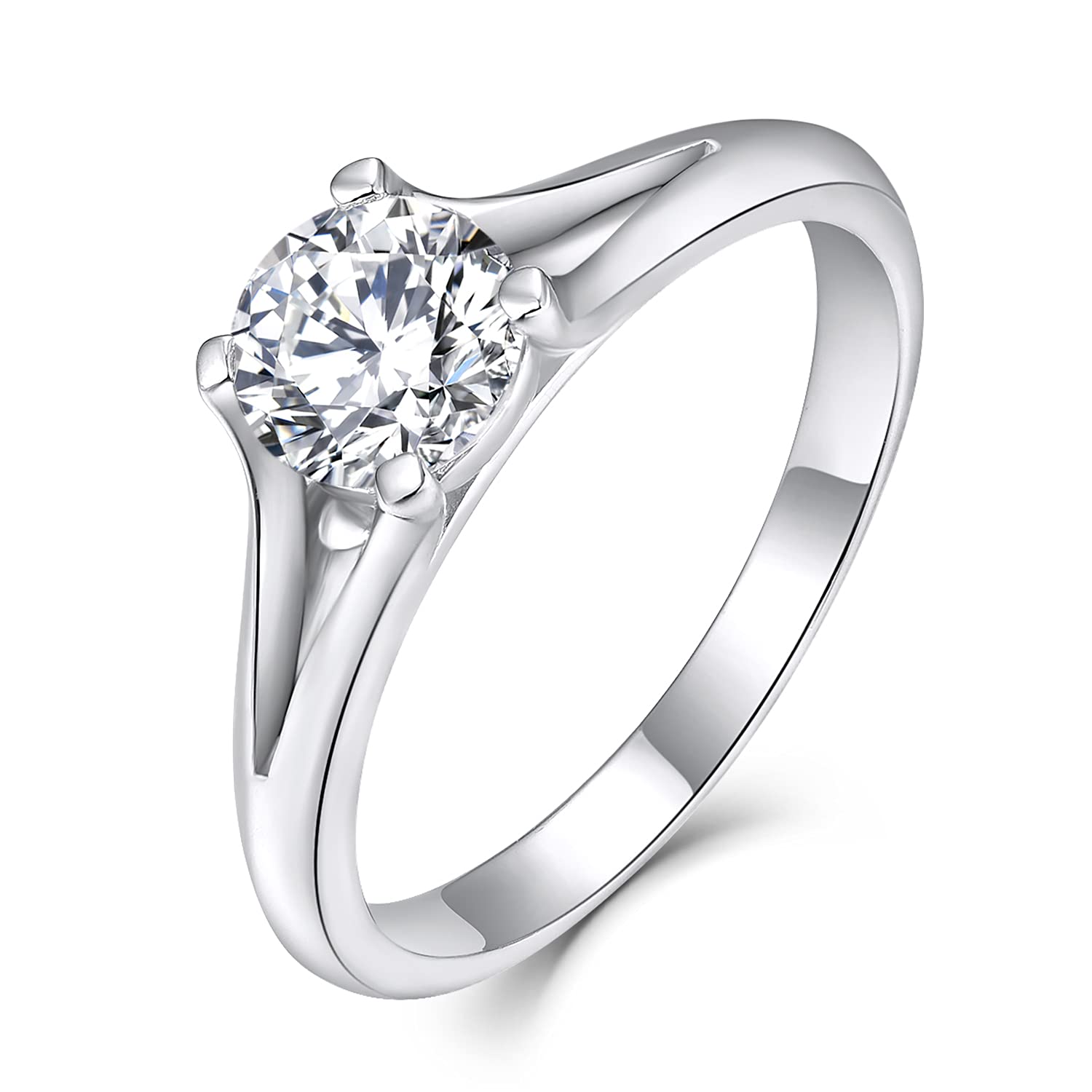 starchenie Anillos Mujer Plata de ley 925 Anillo de Promesa Solitario Compromiso de Boda 3A Circonita oro blanco Regalo para Ella