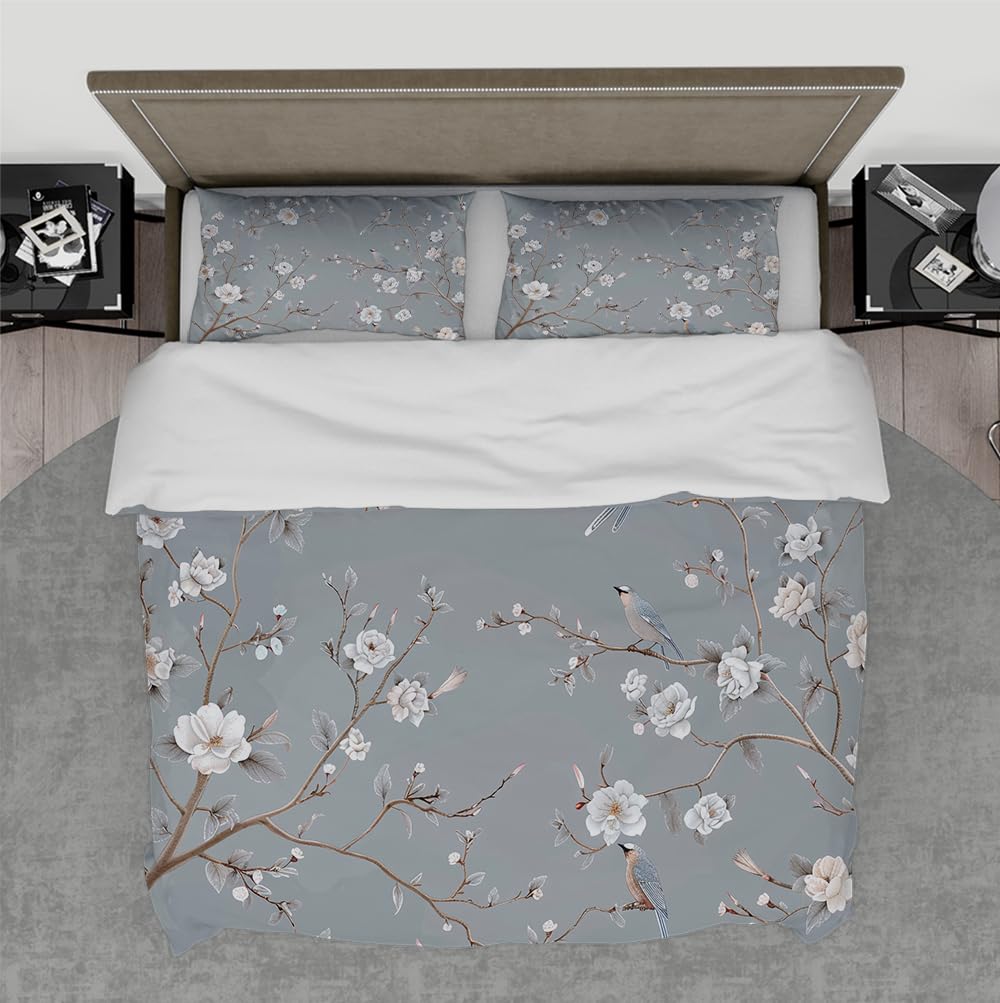 Housse de couette d'inspiration asiatique pour une chambre parentale zen