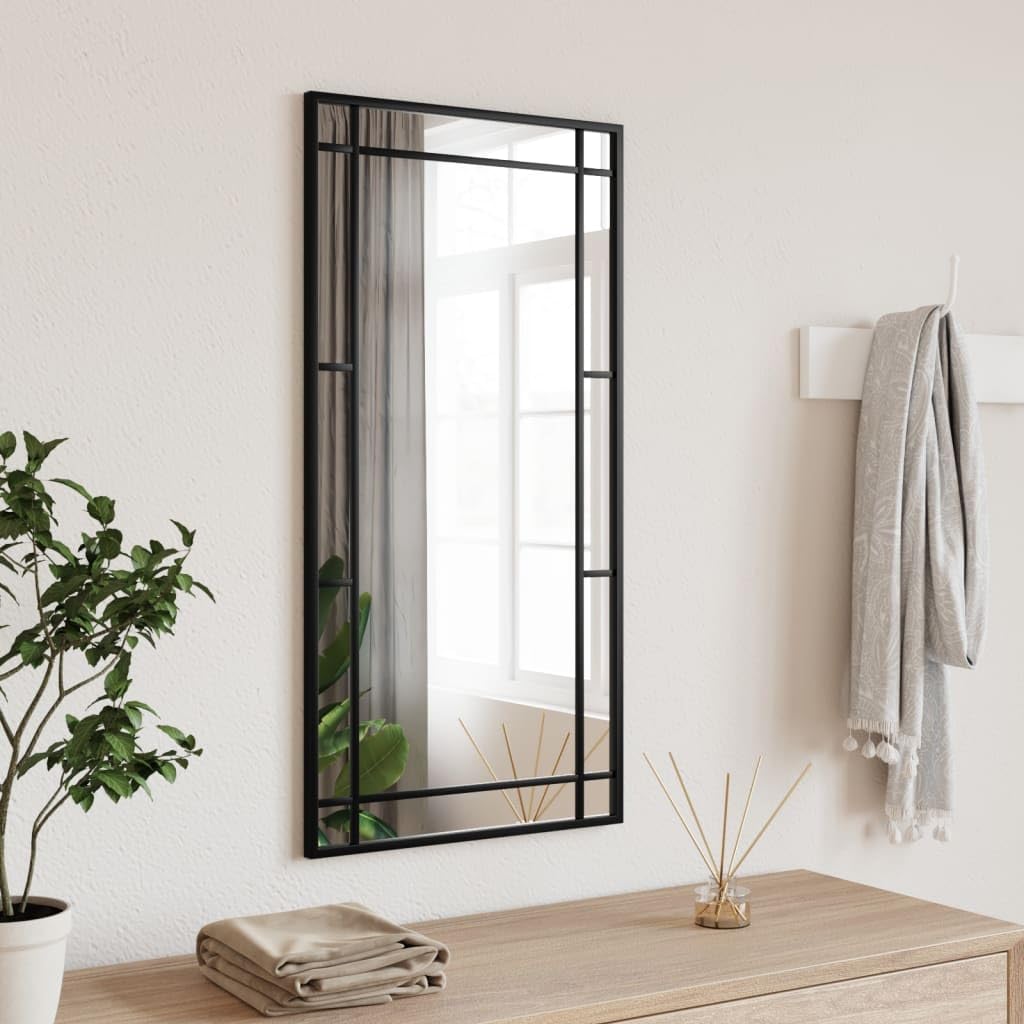 Grand miroir de salle de bain en fer noir et verre haute définition