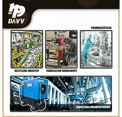 Hpdavv Total Rotary Screw Air Compressor With Tank & Refrigerated Dryer - 10Hp/ 7.5Kw - 40Cfm/ 150Psi - 230 V/ 3-Phase/ 60Hz - 80 Gallon Asme Tank All-In-One Industrial Air Compressed System #TOP7