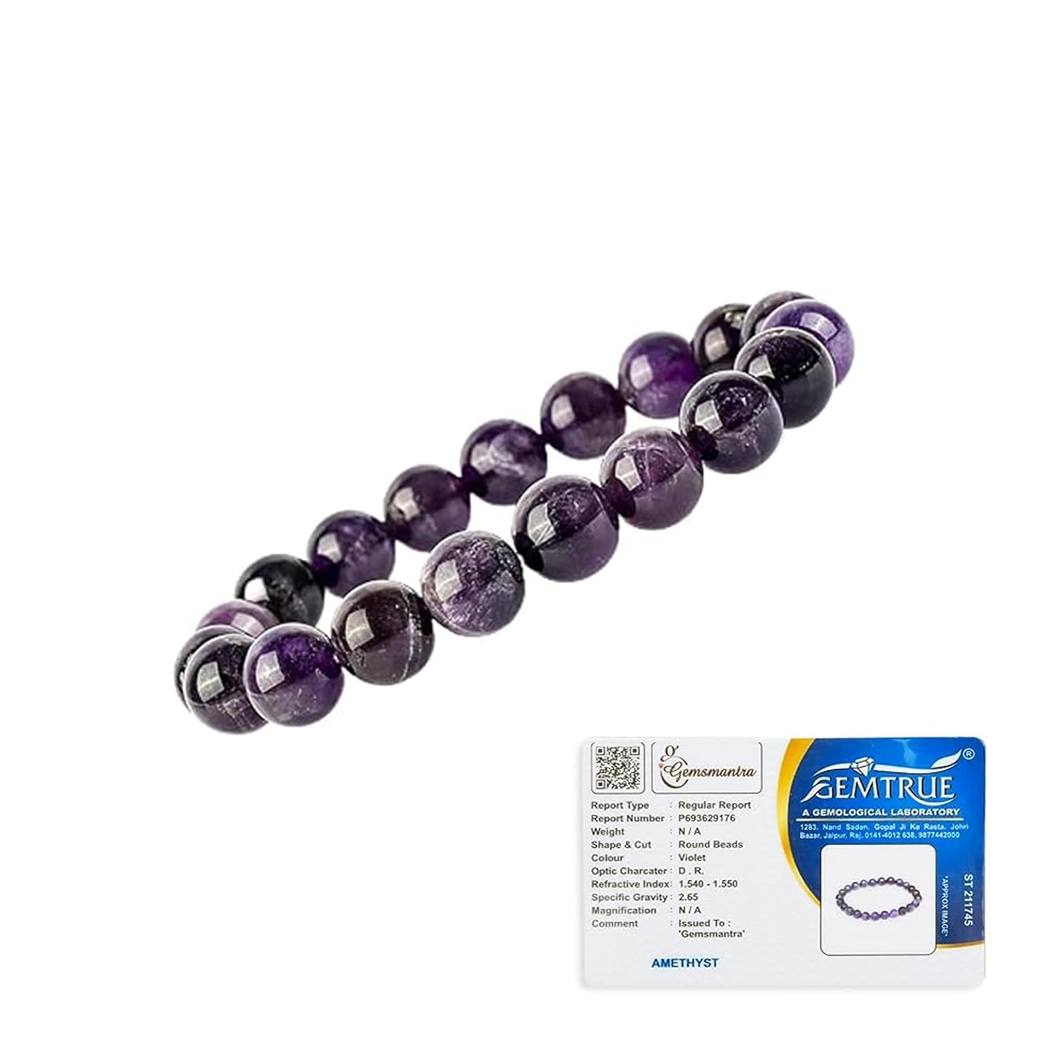 GEMSMANTRA Stretchable Crystal Premium Bracelet | Lab Certified 10 mm Round Cut Beads | Unisex Healing Bracelet for Men & ... - Review, Price and Buying Guide
