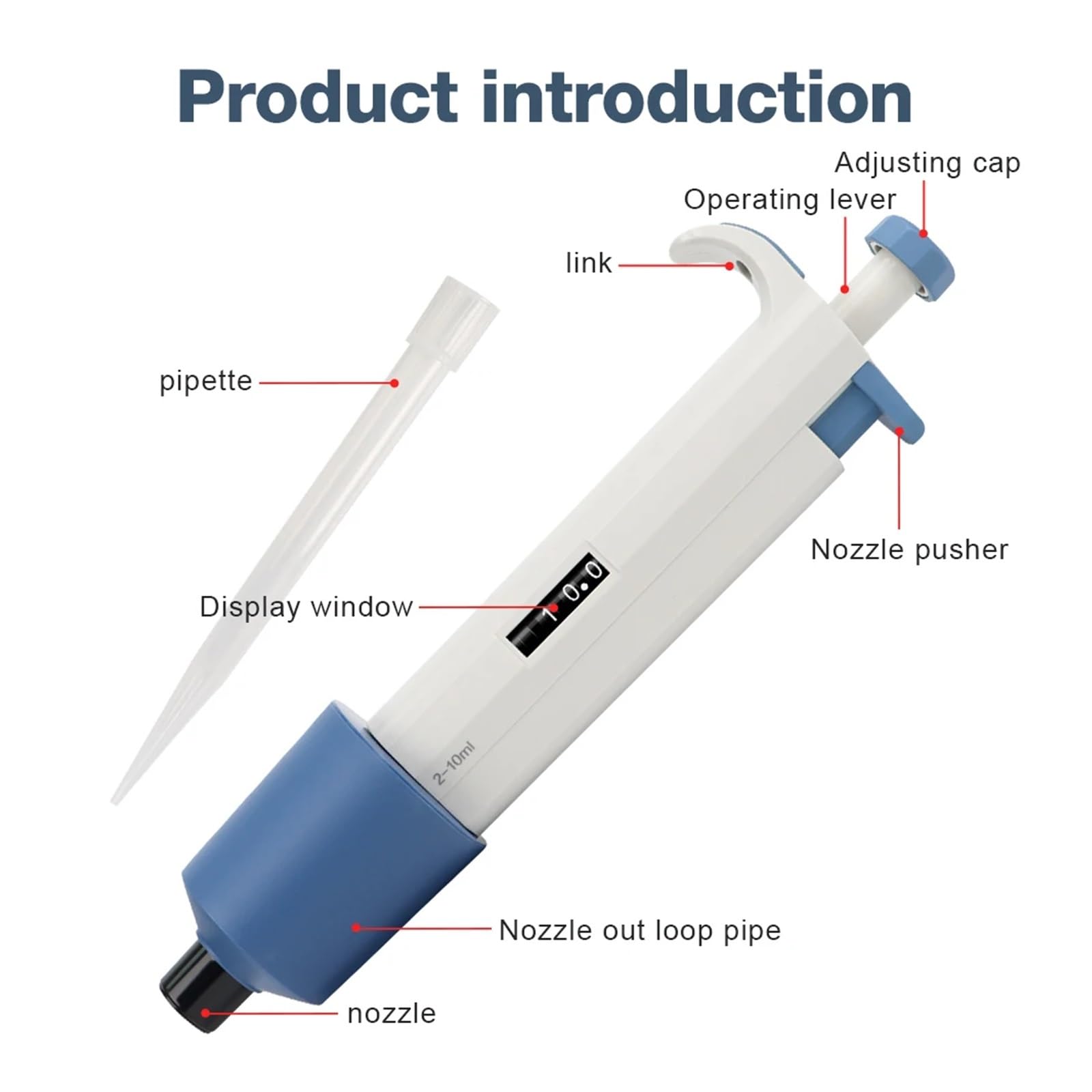 Pipeta, Pipeta de laboratorio de 1-10 ml, semiesterilizada, ajustable, de un solo canal, de plástico, gotero portátil