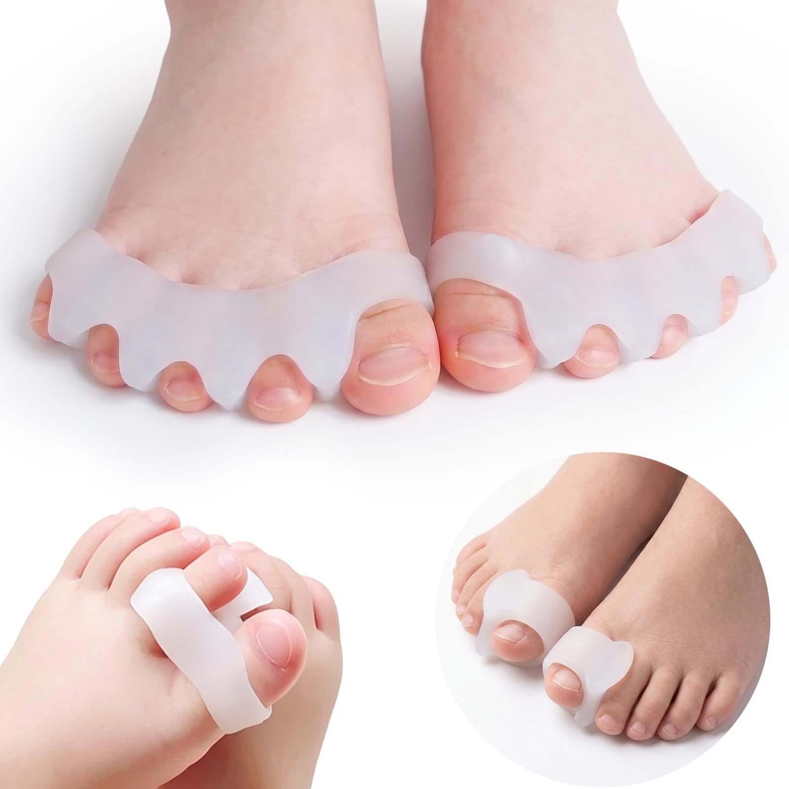 GloDeals Bunion Corrector 6 PCS Kids Toe Separator, Kids Toe Separator Soft Gel Bunion Pad&Spacer Kit Bunion Cushions Drift Pain Pads for Feet Overlapping Hallux Valgus (3-6 Years Old)