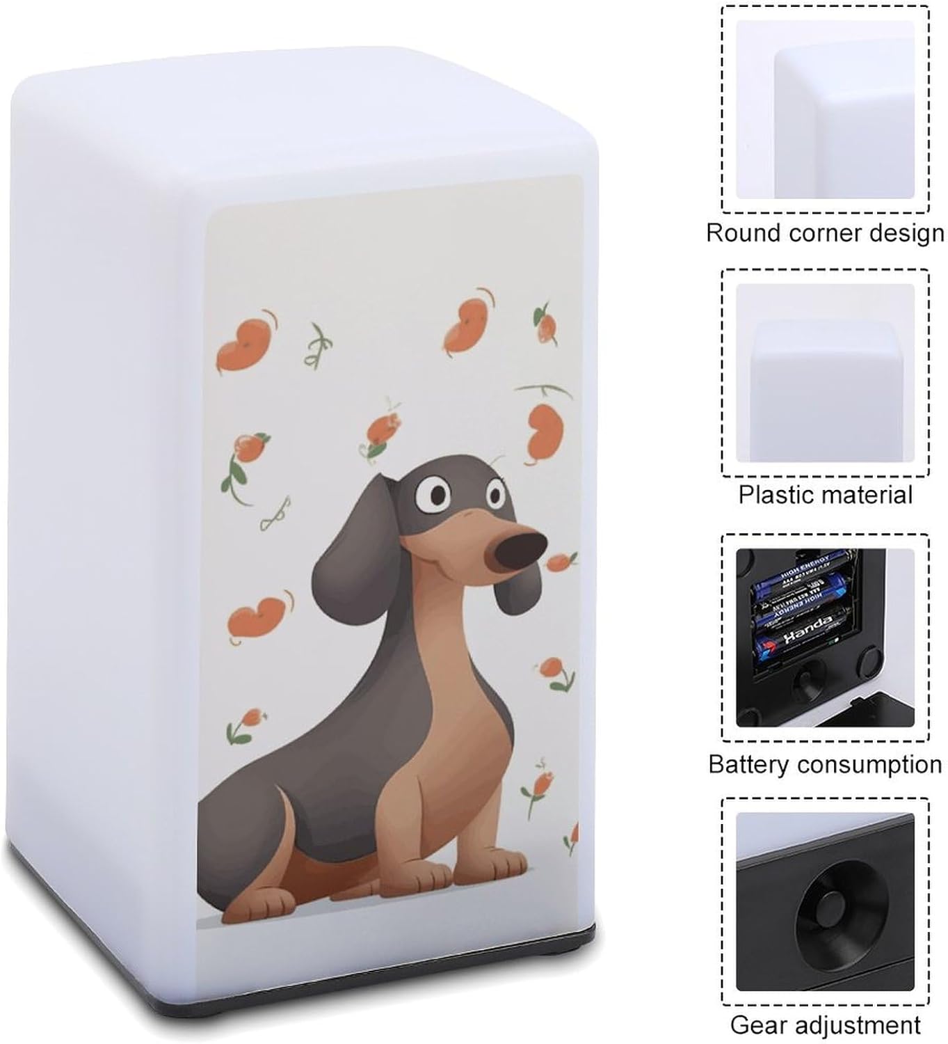 Desk Lamp for Office Home Dimmable Small Desk Lamp I Love My Dog Dachshunds Battery Operated Lamp for Reading Study Work