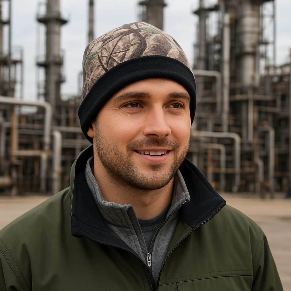 Flame Resistant FR Reversible Beanie/Skull Cap - Heavy Duty - 100% C Knit - 16 oz - Image 2