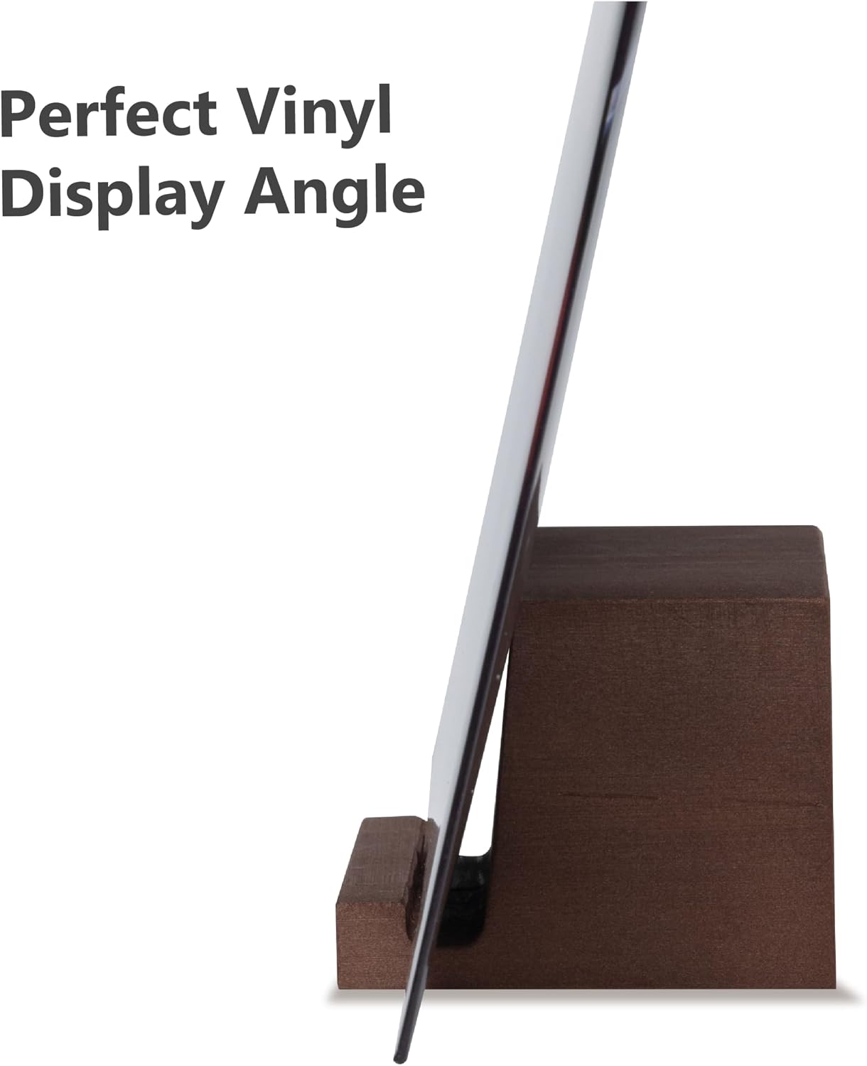 KAIU Premium Vinyl Record Stand - Showcase Your Now Playing Album Cover - Minimalistic & Elegant Holder Design- Compatible With All CDs & LPs - Vintage Brown