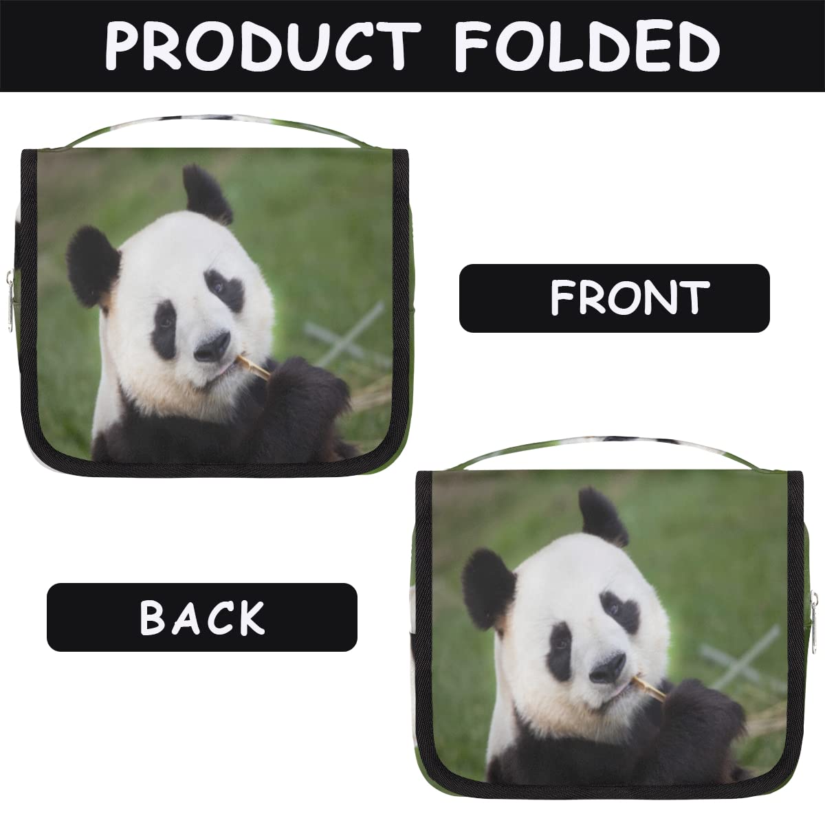 Bolsa de aseo de viaje con diseño de panda, bolsa de lavado unisex para colgar artículos de tocador cosméticos, multicolor, Talla única