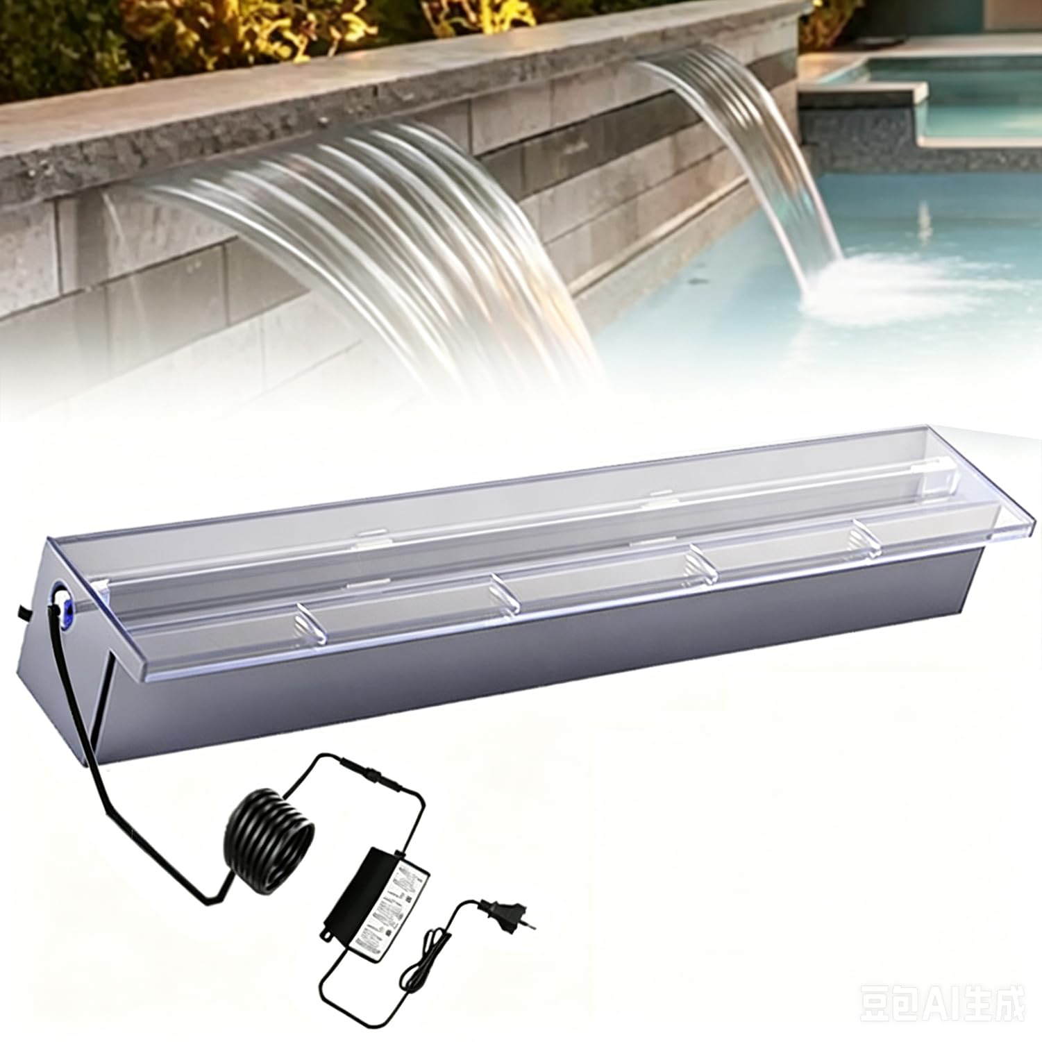 Kit Cascata Piscina Laghetto 30cm,Fontana In Acrilico,Controllabile Tramite App,Decorazione Laghetto Da Giardino Patio,Ideale Per Giardini,Cortili,Piscine,e Simili