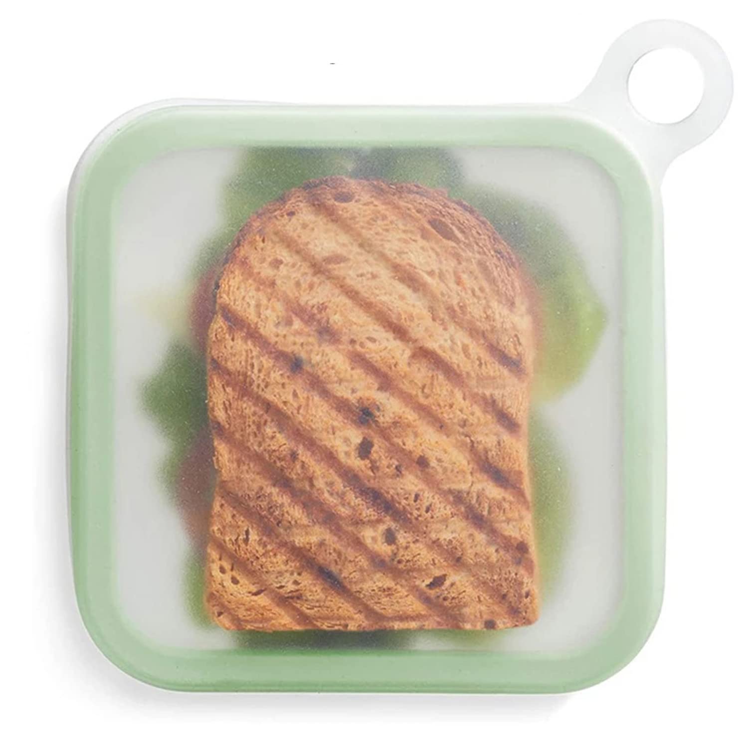 Zelten Silicone Reusable Storage Bag,Lunch, Travel, Makeup, Gym Bag, Freezer, Oven, Microwave, Dishwasher Safe, Leakproof, Plastic Free (Green, Sandwich Box)