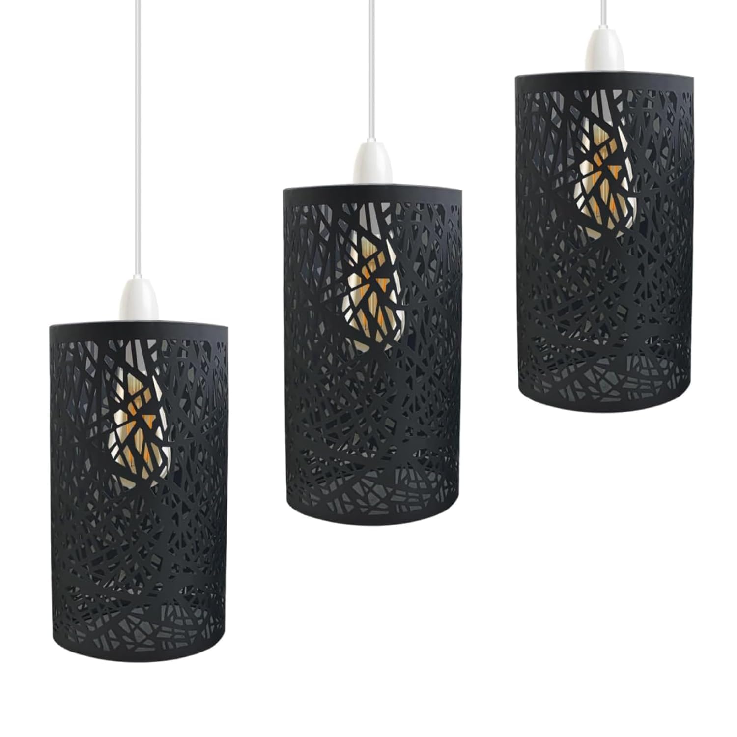 Black Metal Forest Design Ceiling Lamp The Light Escapes Through The Gaps — image 1