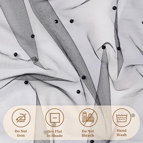 LigneDouce Pearl Table Runner Tulle 120 Inch 10FT Summer Sheer Gauze Dining Wedding Birthday Party Baby Shower Bridal Anniversary Holiday Table Decor for Home Party (Black, 30" x 120") by LigneDouce - Used condition - Image 4