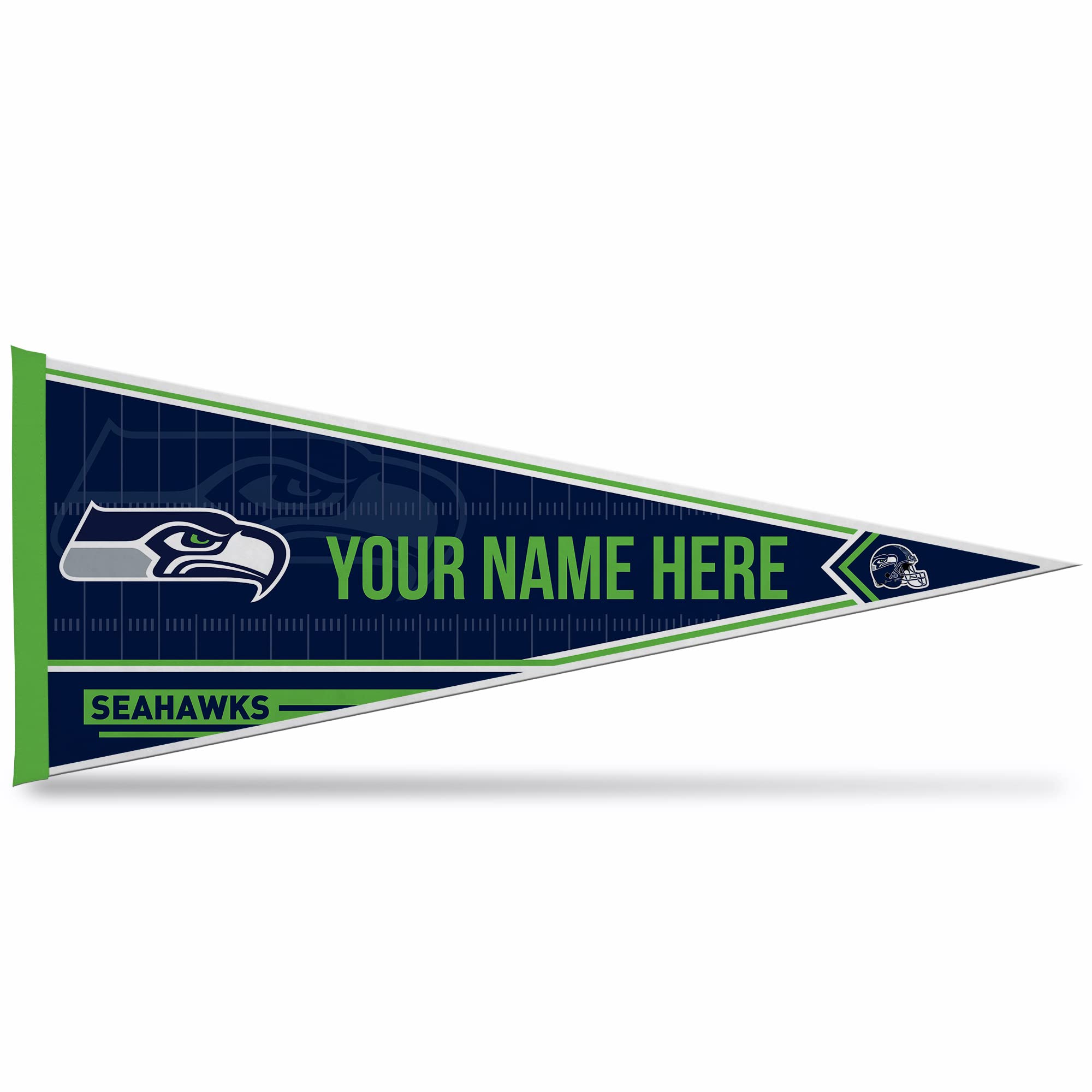 Rico Industries NFL Football Seattle Seahawks Personalized - Custom 12" x 30" Soft Felt Pennant - EZ to Hang
