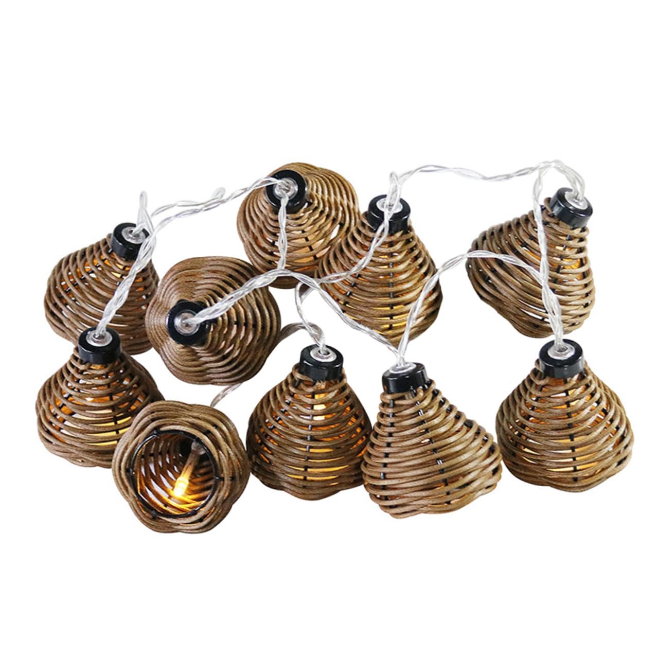Alipis Lichterkette mit Rattan Imitat 10 Leds Dekorativ 2, 2m | Innen und Außenbereich, Leicht zu Installieren, Pe Material für Feste und Saisonale Dekoration