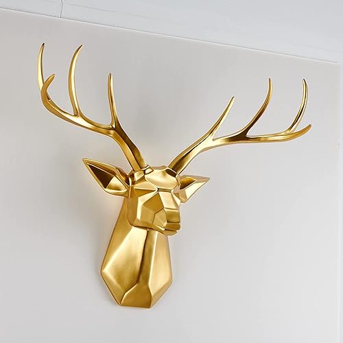 Decoración de pared con cabeza de ciervo arte de pared con cabeza de animal decoración de cabeza de ciervo geométrica decoración del hogar busto de