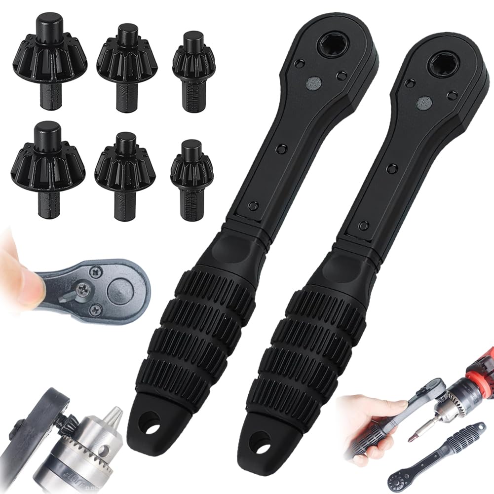 3 in 1 Drill Chuck Ratchet Spanner,Universal Double-Ended Ratchet Drill Chuck Key,Ratchet Drill Chuck Key Wrench,Multifunctional Interchangeable