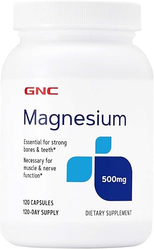 GNC Magnesio 500mg 120 cápsulas soporta la absorción de calcio y dientes y huesos fuertes GNC Magnesio 500mg 120 cápsulas soporta la absorción de calcio y dientes y huesos fuertes