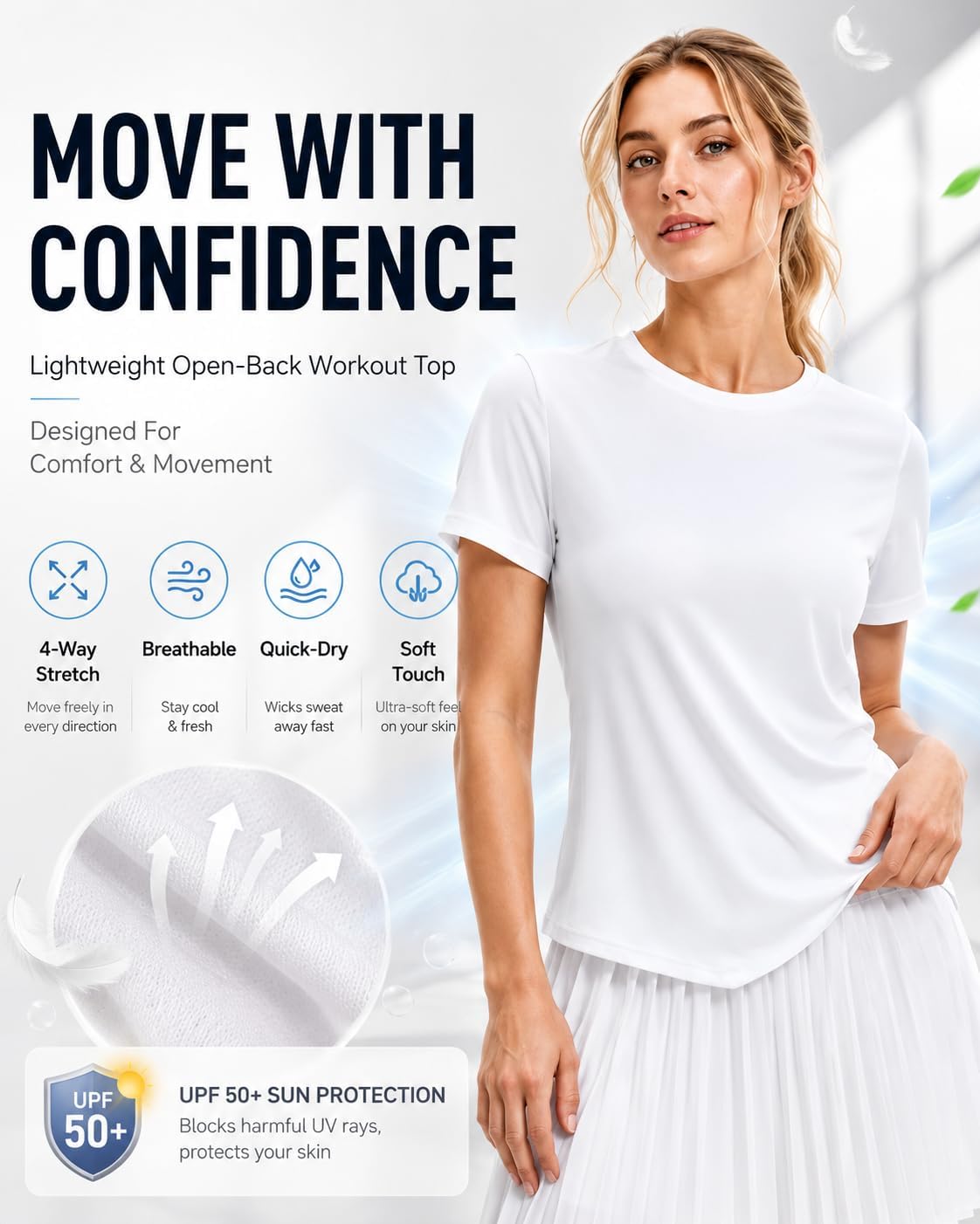 Women's Short Sleeve Athletic Shirts Open Back Workout Tops Quick Dry Loose Fit Gym Running Yoga Lightweight T Shirt